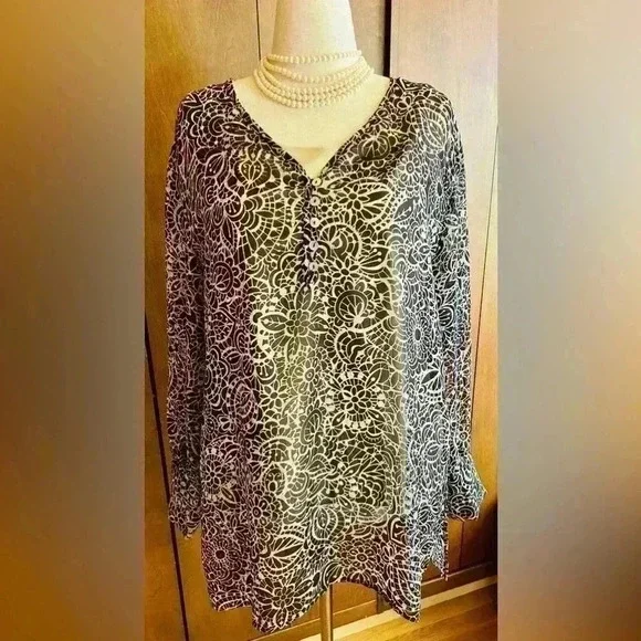 2-PIECE: CHICO'S TUNIC BLOUSE AND UNDERPINNING SHELL, CHICO'S SIZE 3 LARGE - Picture 1 of 6